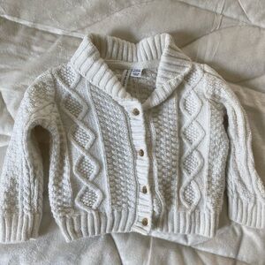 Janie and Jack Cream Cable Knit Cardigan Sweater
